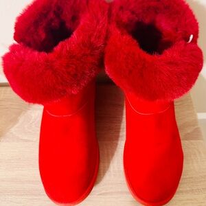Juicy Couture Vibrant Red Fur-Lined Boots